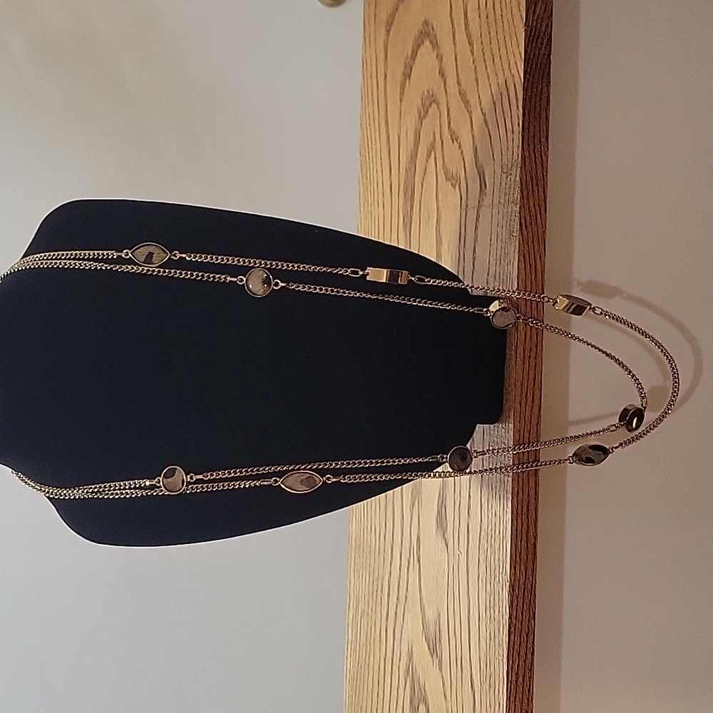 Chico's Gold and Multi Color Brown Necklace